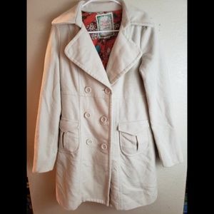 Flying Tomato Cream Floral Boho Long Peacoat Coat